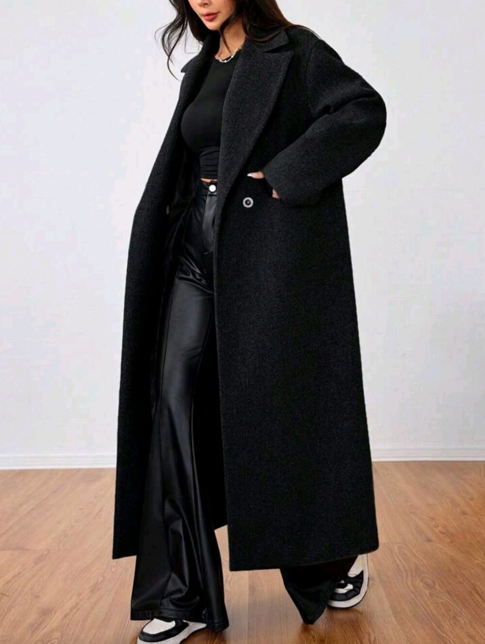 Casual Collared Long Overcoat Fall Winter Cloth For Women